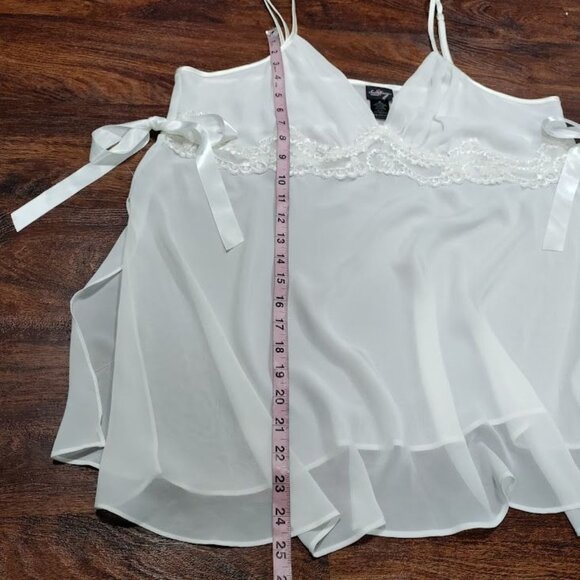 Secret Treasures 2X Babydoll Sheer Twee Cutsie Whimsy White Lace Empire Top - Picture 4 of 9